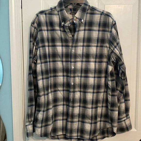 J. McLaughlin medium plaid men’s buttons down - great condition - blue/green - Picture 1 of 7